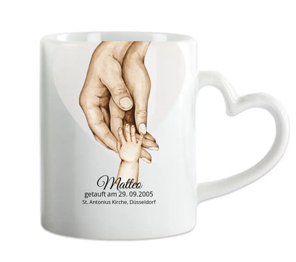 Taufgeschenk mit Namen und Datum | Tasse / Teller / Poster | Personalisiertes Babygeschenk | Geschenk zur Taufe | Geburtsgeschenk | Hände