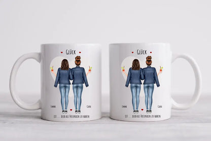 Glück 2 Beste Freundinnen Geschenk Tasse, Personalisierte Tasse Freundin, Geschenk Schwester,