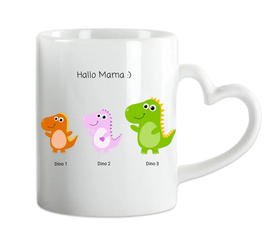 Personalisierte Tasse Mamasaurus | Omasaurus Tasse für alle Eltern mit 1-9 Kindernamen und kleinen Dinos-freie Texteingabe