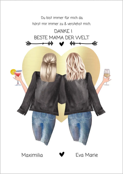 Danke! Beste Mama der Welt - Muttertagsgeschenk  personalisiertes Poster - Mutter & Tochter Poster - Mutter Geburtstag