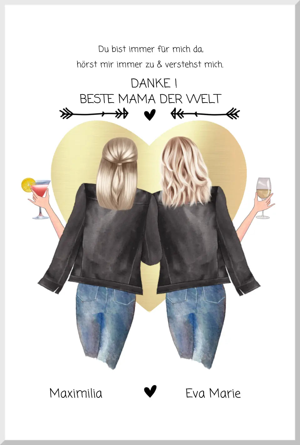 Danke! Beste Mama der Welt - Muttertagsgeschenk  personalisiertes Poster - Mutter & Tochter Poster - Mutter Geburtstag