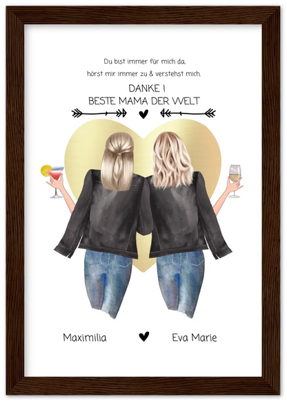 Danke! Beste Mama der Welt - Muttertagsgeschenk  personalisiertes Poster - Mutter & Tochter Poster - Mutter Geburtstag