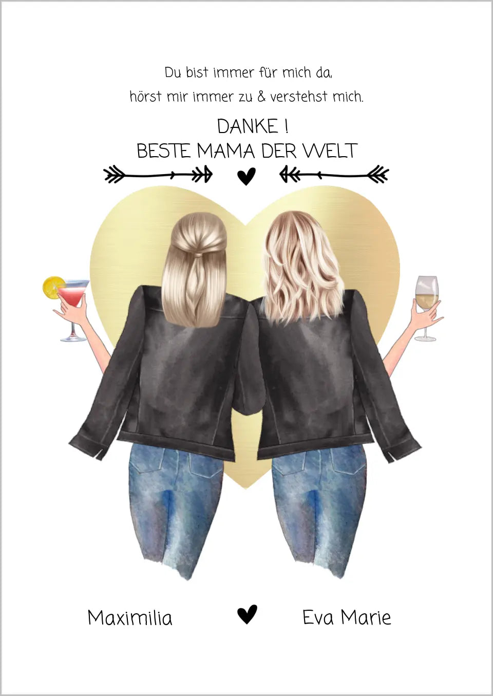 Danke! Beste Mama der Welt - Muttertagsgeschenk  personalisiertes Poster - Mutter & Tochter Poster - Mutter Geburtstag