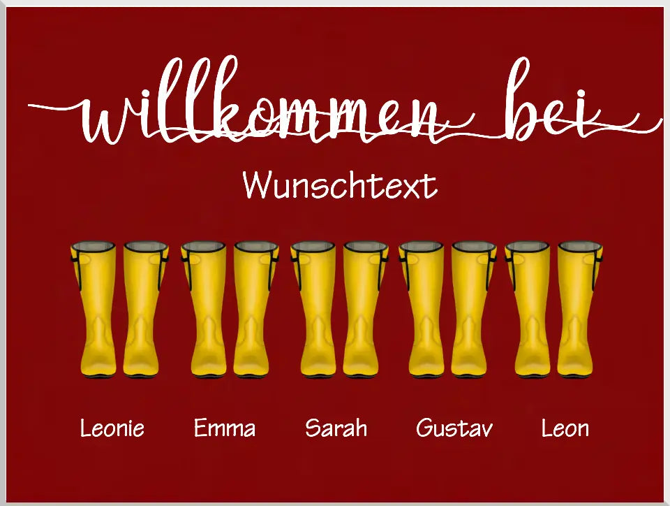 Poster Gummistiefel - Personalisiertes Familienbild 1-5 Personen mit Wunschtext gestalten