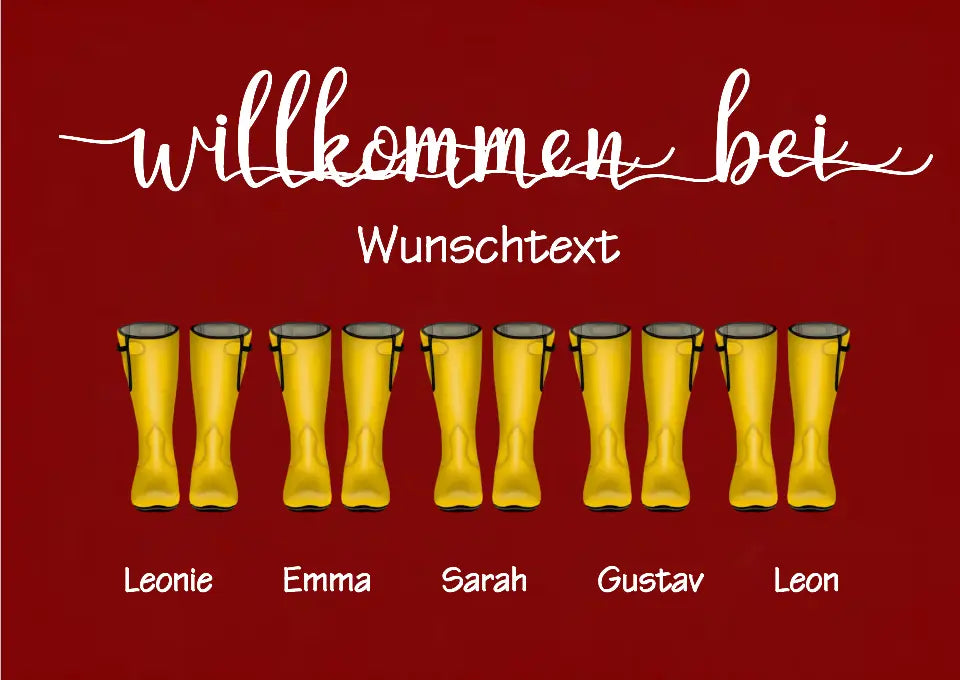 Poster Gummistiefel - Personalisiertes Familienbild 1-5 Personen mit Wunschtext gestalten