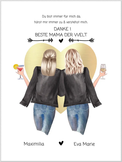 Geschenk Mama, Mutter | Muttertagsgeschenk personalisiert | Mutter & Tochter Poster | Geburtstagsgeschenk