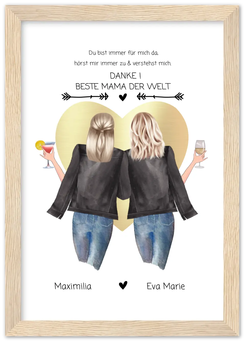 Geschenk Mama, Mutter | Muttertagsgeschenk personalisiert | Mutter & Tochter Poster | Geburtstagsgeschenk