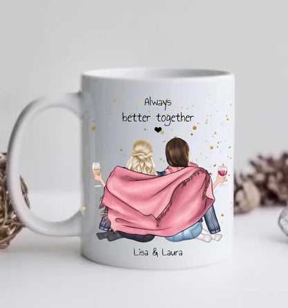 2 Beste Freundinnen Tasse personalisiert - Beste Freundin Geburtstagsgeschenk Mama, Schwester, Kollegin