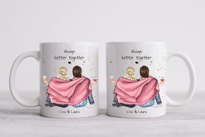 2 Beste Freundinnen Tasse personalisiert - Beste Freundin Geburtstagsgeschenk Mama, Schwester, Kollegin