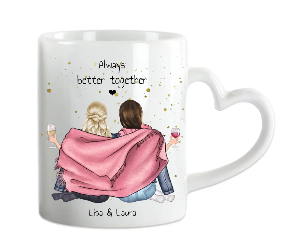 2 Beste Freundinnen Tasse personalisiert - Beste Freundin Geburtstagsgeschenk Mama, Schwester, Kollegin