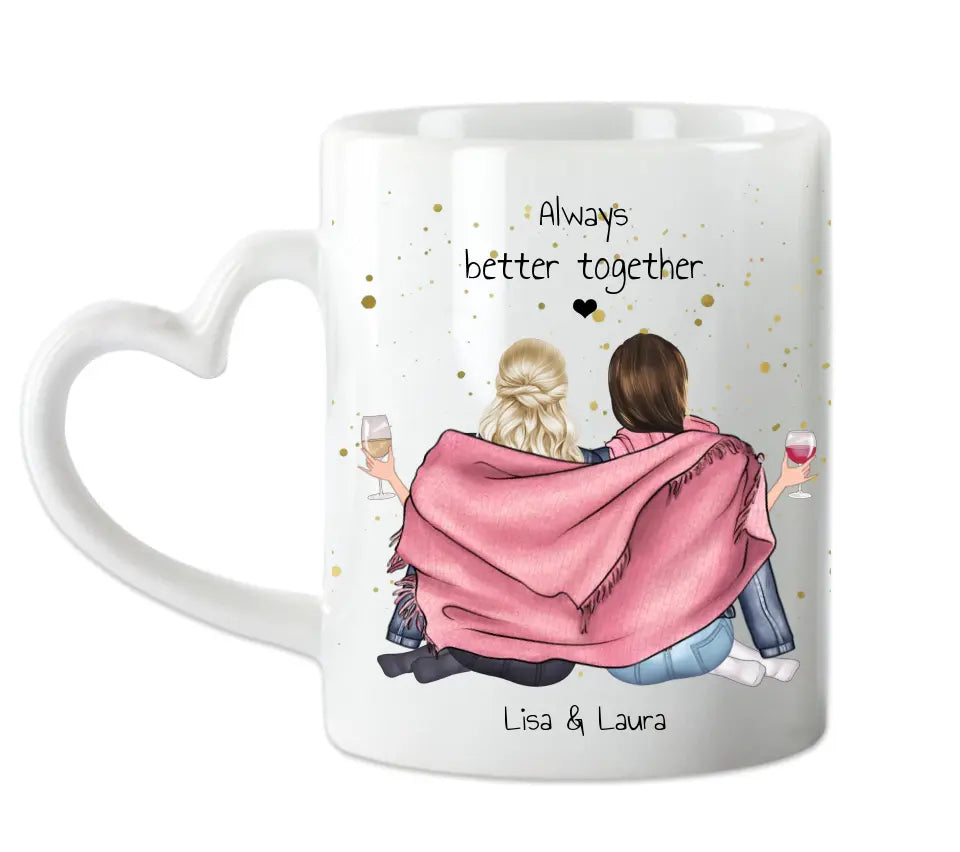 2 Beste Freundinnen Tasse personalisiert - Beste Freundin Geburtstagsgeschenk Mama, Schwester, Kollegin