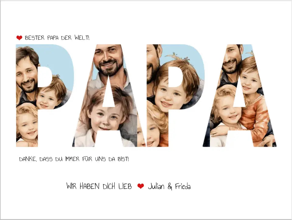 Fotoposter Personalisiertes Vaterschaftsgeschenk | Geschenk Papa Poster | Geburtstagsgeschenk Papa | Papa Bild Geschenk | 4 einzelne Bilder