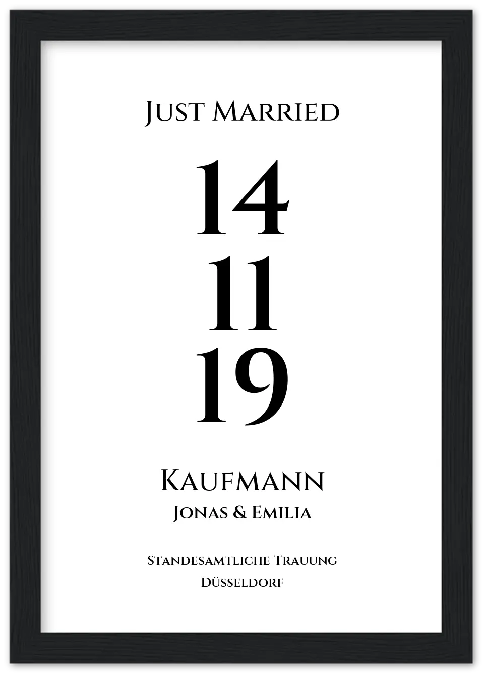 Personalisiertes Hochzeitsposter "Just Married" |  "Hochzeit Datum" Hochzeitsgeschenk mit Namen und Datum