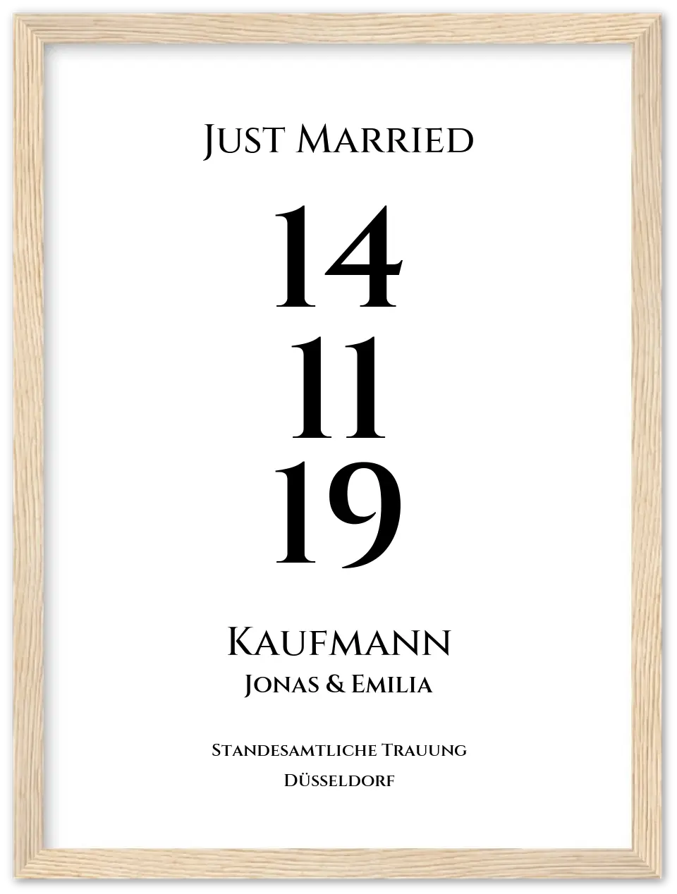 Personalisiertes Hochzeitsposter "Just Married" |  "Hochzeit Datum" Hochzeitsgeschenk mit Namen und Datum