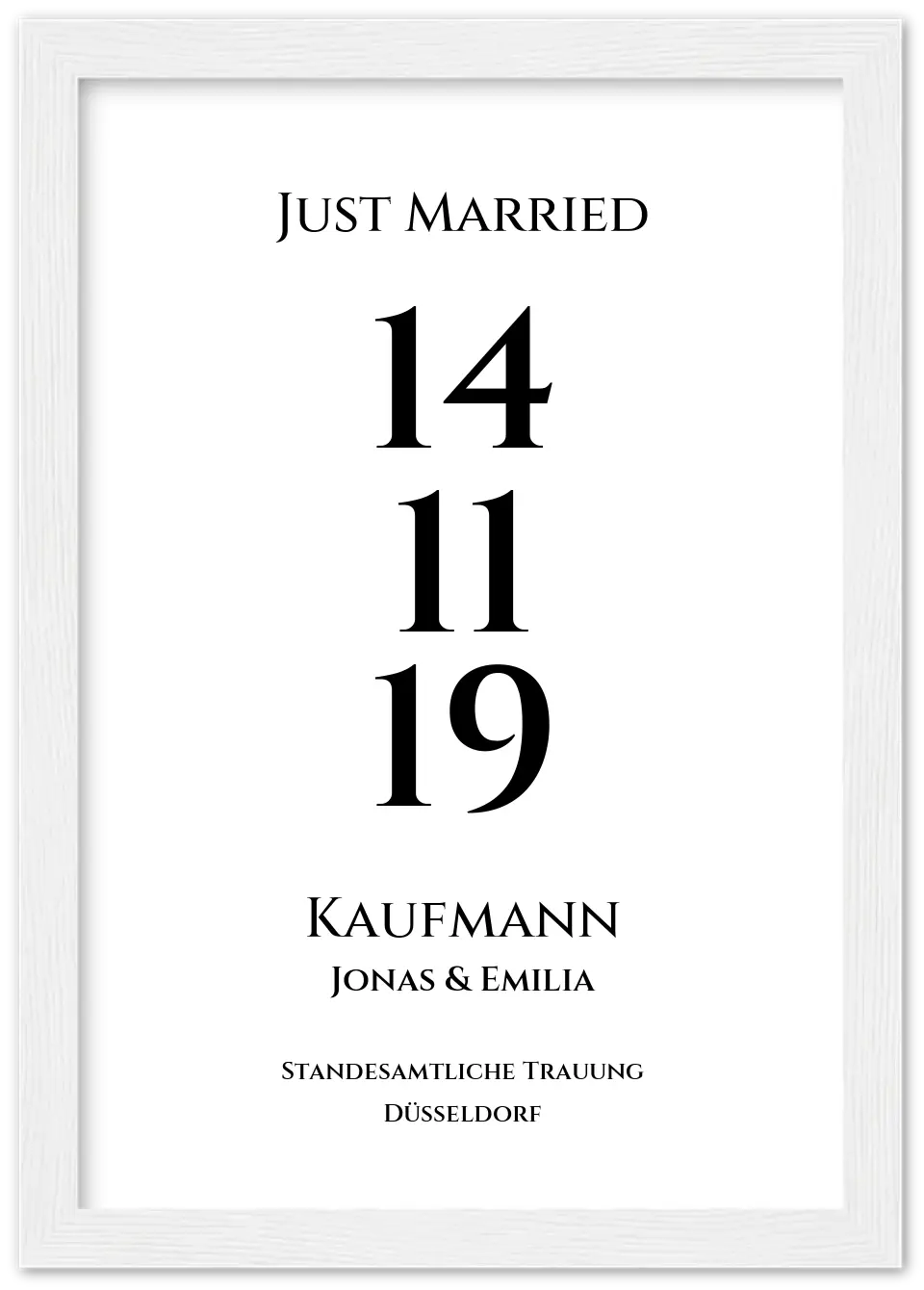 Personalisiertes Hochzeitsposter "Just Married" |  "Hochzeit Datum" Hochzeitsgeschenk mit Namen und Datum