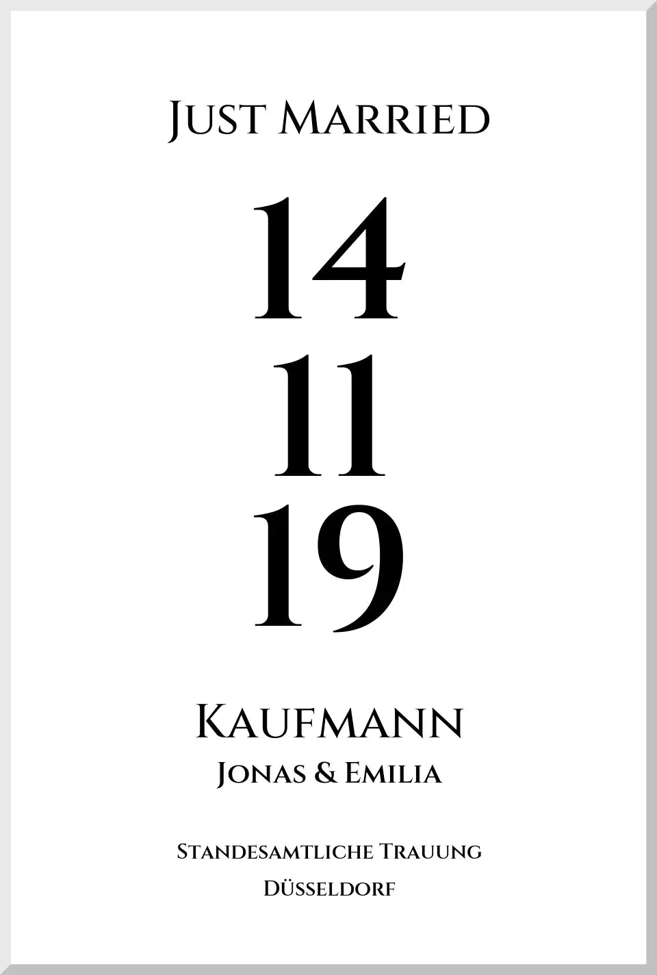 Personalisiertes Hochzeitsposter "Just Married" |  "Hochzeit Datum" Hochzeitsgeschenk mit Namen und Datum