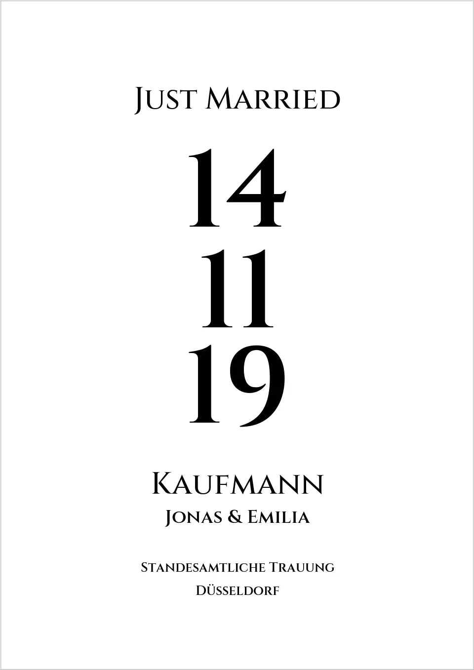 Personalisiertes Hochzeitsposter "Just Married" |  "Hochzeit Datum" Hochzeitsgeschenk mit Namen und Datum