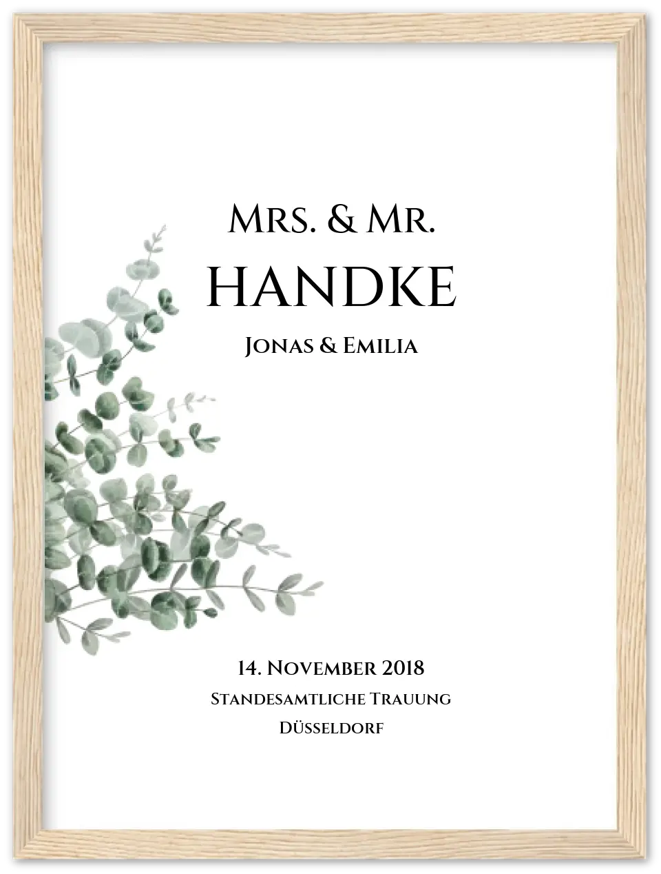 Personalisiertes Hochzeitsposter "Just Married" |  "Mr. & Mrs." Hochzeitsgeschenk mit Namen und Datum