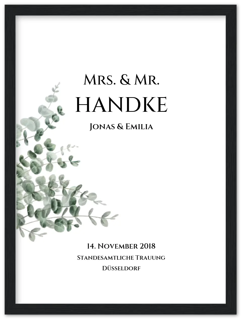 Personalisiertes Hochzeitsposter "Just Married" |  "Mr. & Mrs." Hochzeitsgeschenk mit Namen und Datum