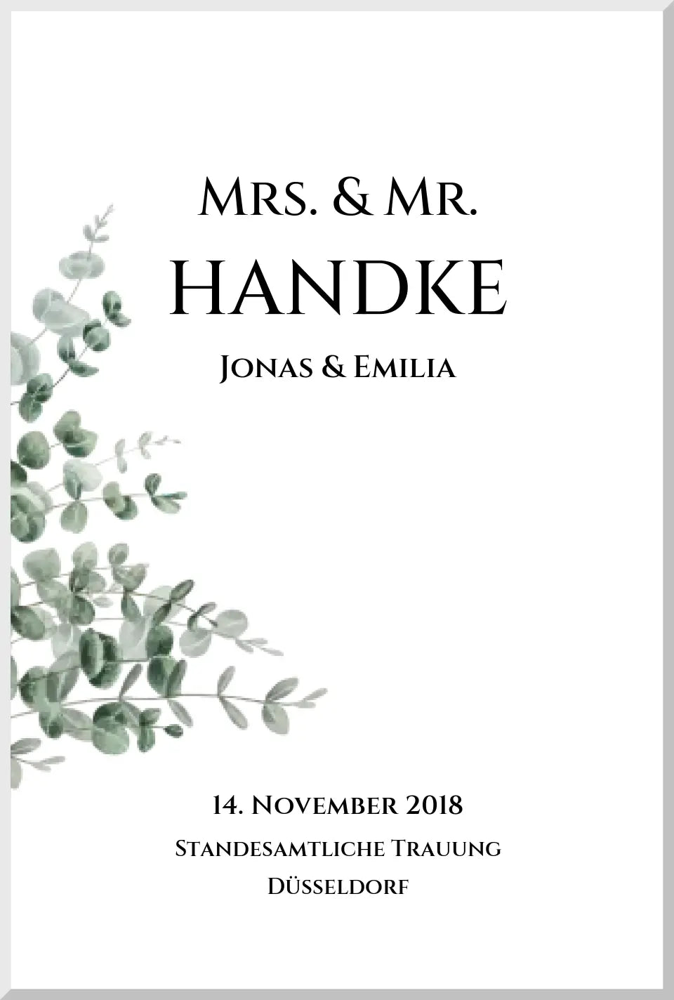 Personalisiertes Hochzeitsposter "Just Married" |  "Mr. & Mrs." Hochzeitsgeschenk mit Namen und Datum