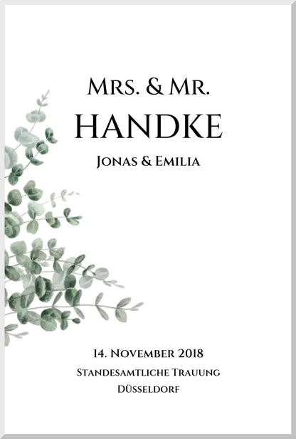 Personalisiertes Hochzeitsposter "Just Married" |  "Mr. & Mrs." Hochzeitsgeschenk mit Namen und Datum