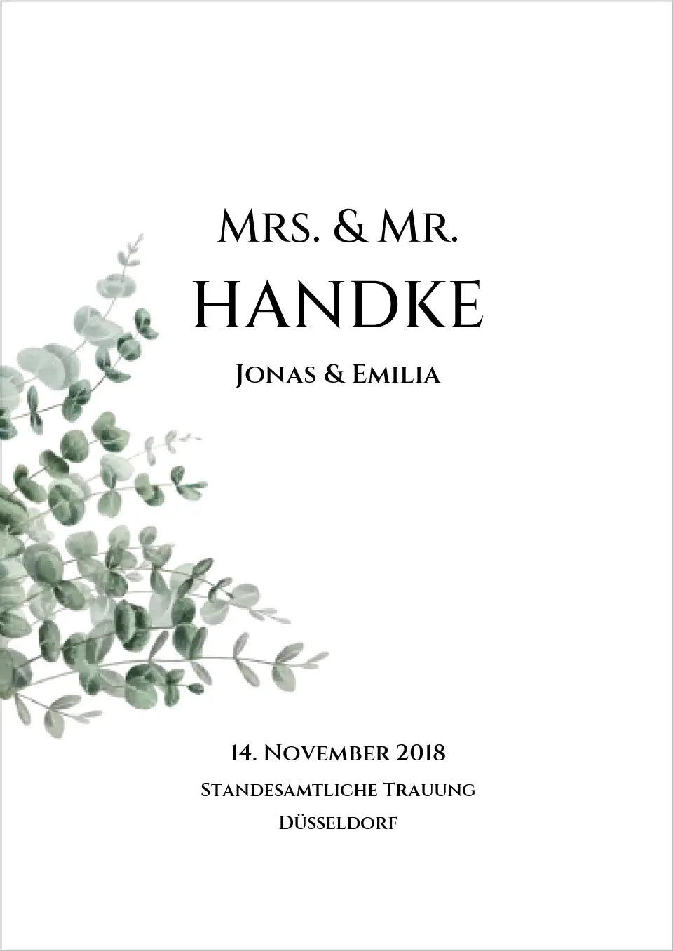 Personalisiertes Hochzeitsposter "Just Married" |  "Mr. & Mrs." Hochzeitsgeschenk mit Namen und Datum