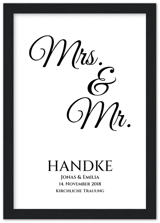 Personalisiertes Hochzeitsposter "Mr. & Mrs." |  Hochzeitsgeschenk mit Namen und Datum | LGBTQ+