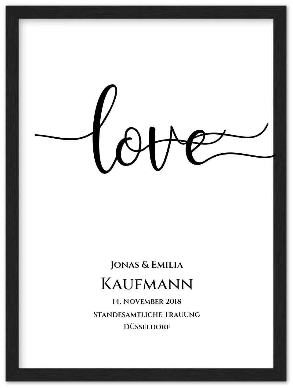 Personalisiertes Hochzeitsposter "LOVE" |  Hochzeitsgeschenk mit Namen und Datum