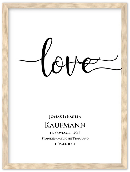 Personalisiertes Hochzeitsposter "LOVE" |  Hochzeitsgeschenk mit Namen und Datum