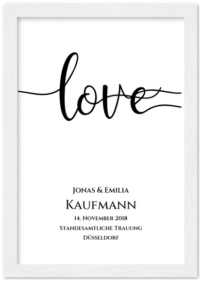 Personalisiertes Hochzeitsposter "LOVE" |  Hochzeitsgeschenk mit Namen und Datum