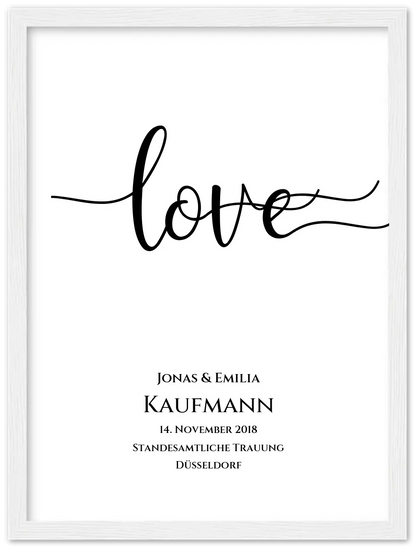 Personalisiertes Hochzeitsposter "LOVE" |  Hochzeitsgeschenk mit Namen und Datum