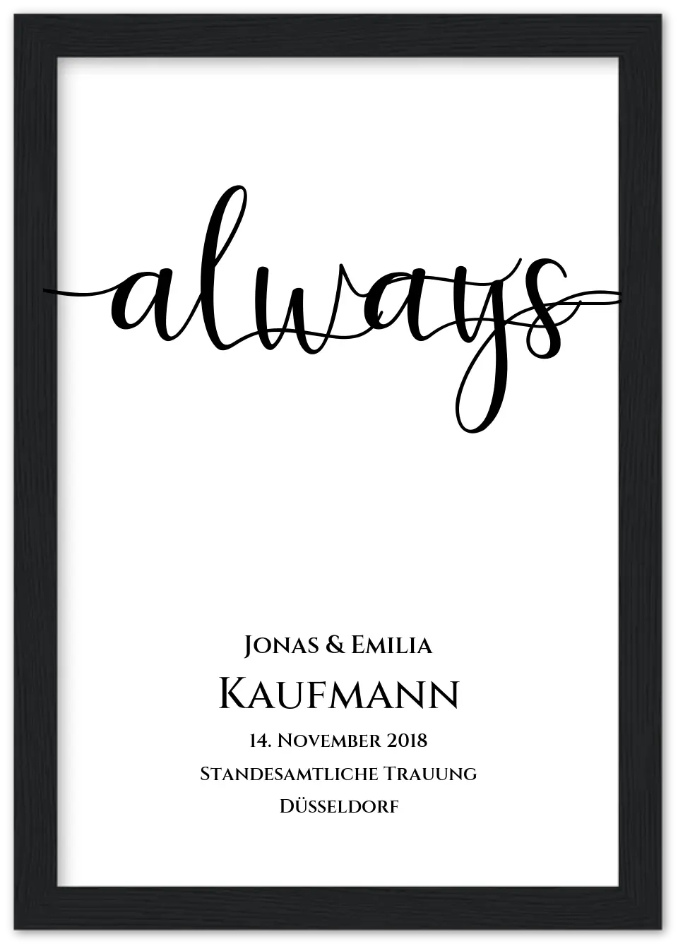 Personalisiertes Hochzeitsposter "ALWAYS" |  Hochzeitsgeschenk mit Namen und Datum