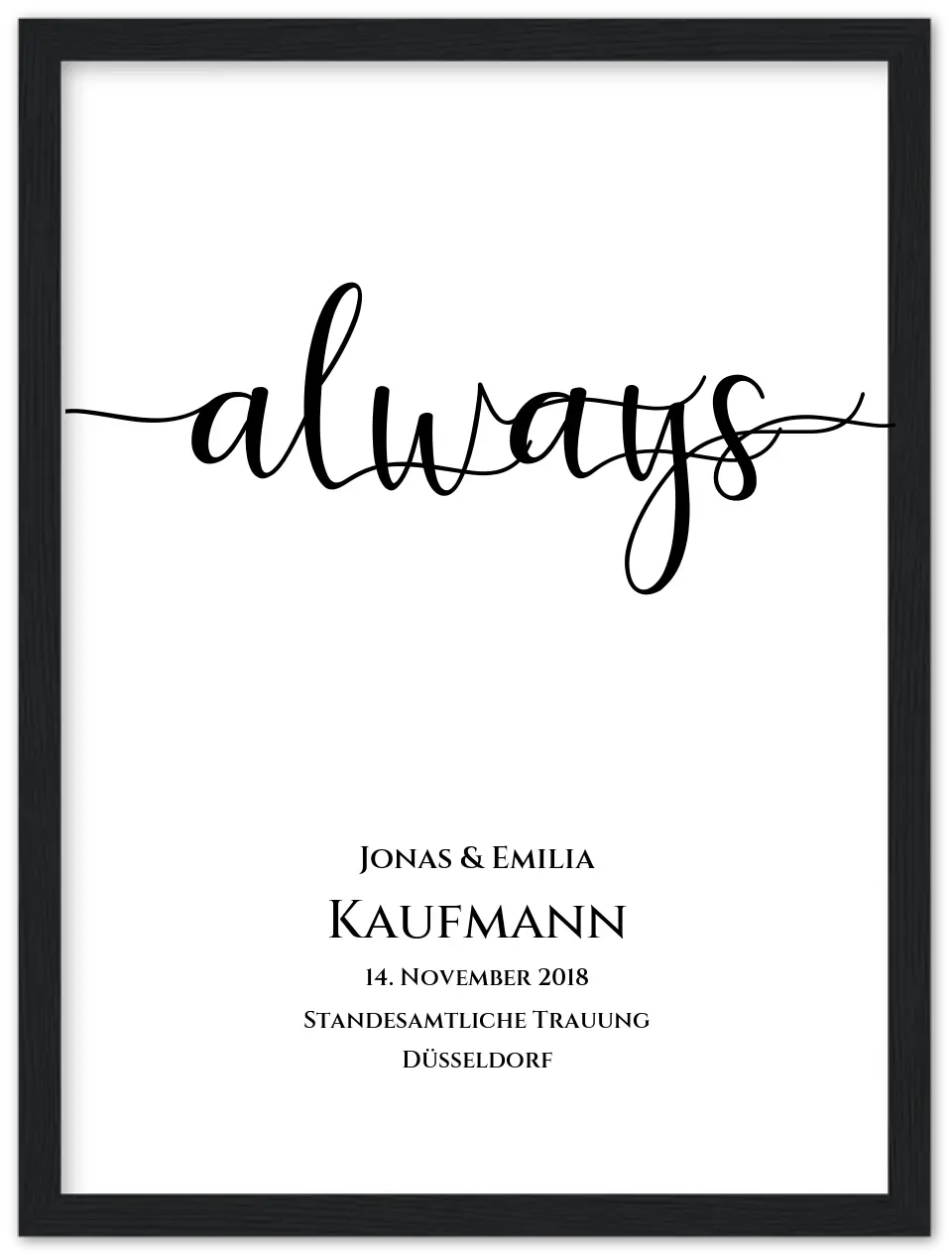 Personalisiertes Hochzeitsposter "ALWAYS" |  Hochzeitsgeschenk mit Namen und Datum