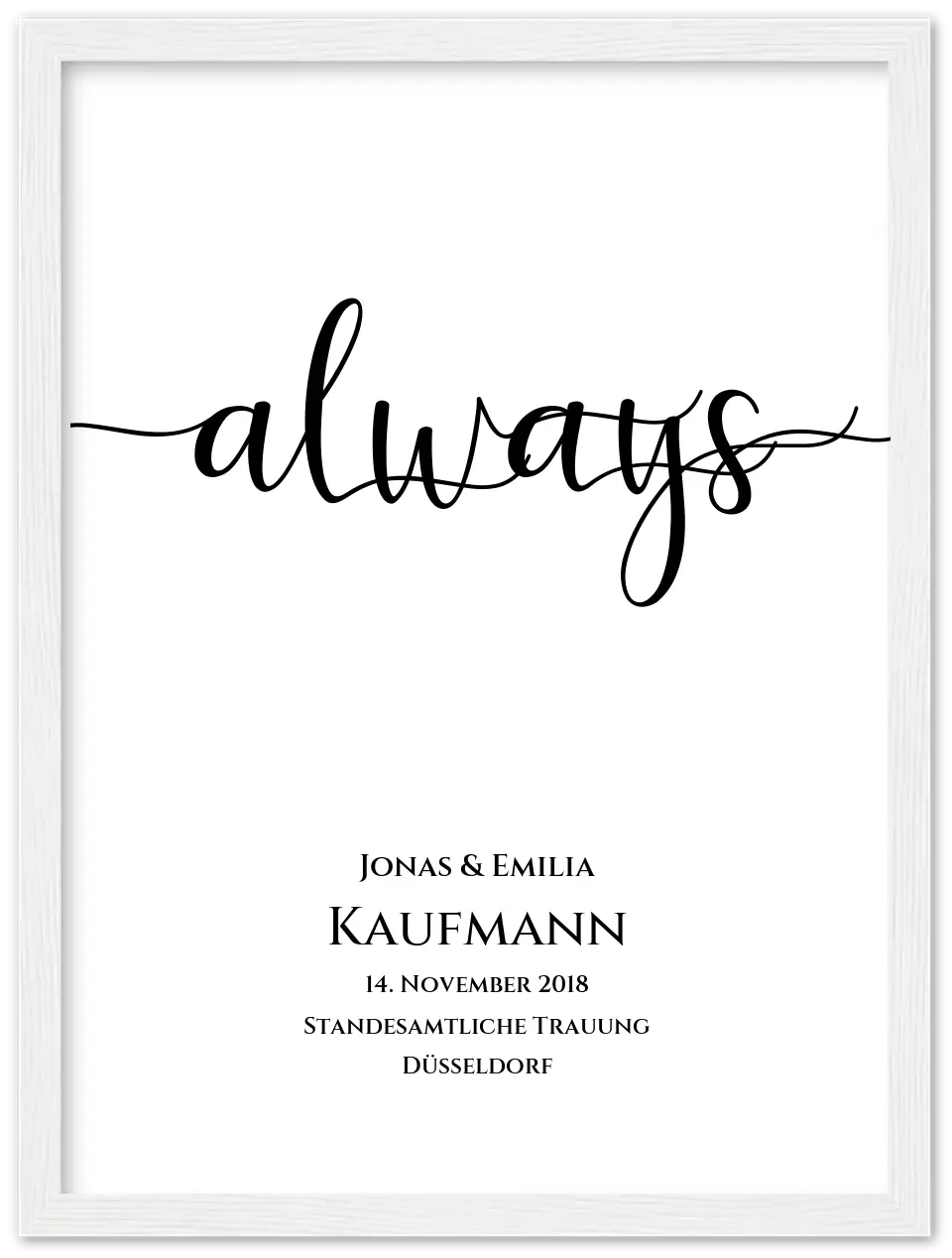 Personalisiertes Hochzeitsposter "ALWAYS" |  Hochzeitsgeschenk mit Namen und Datum