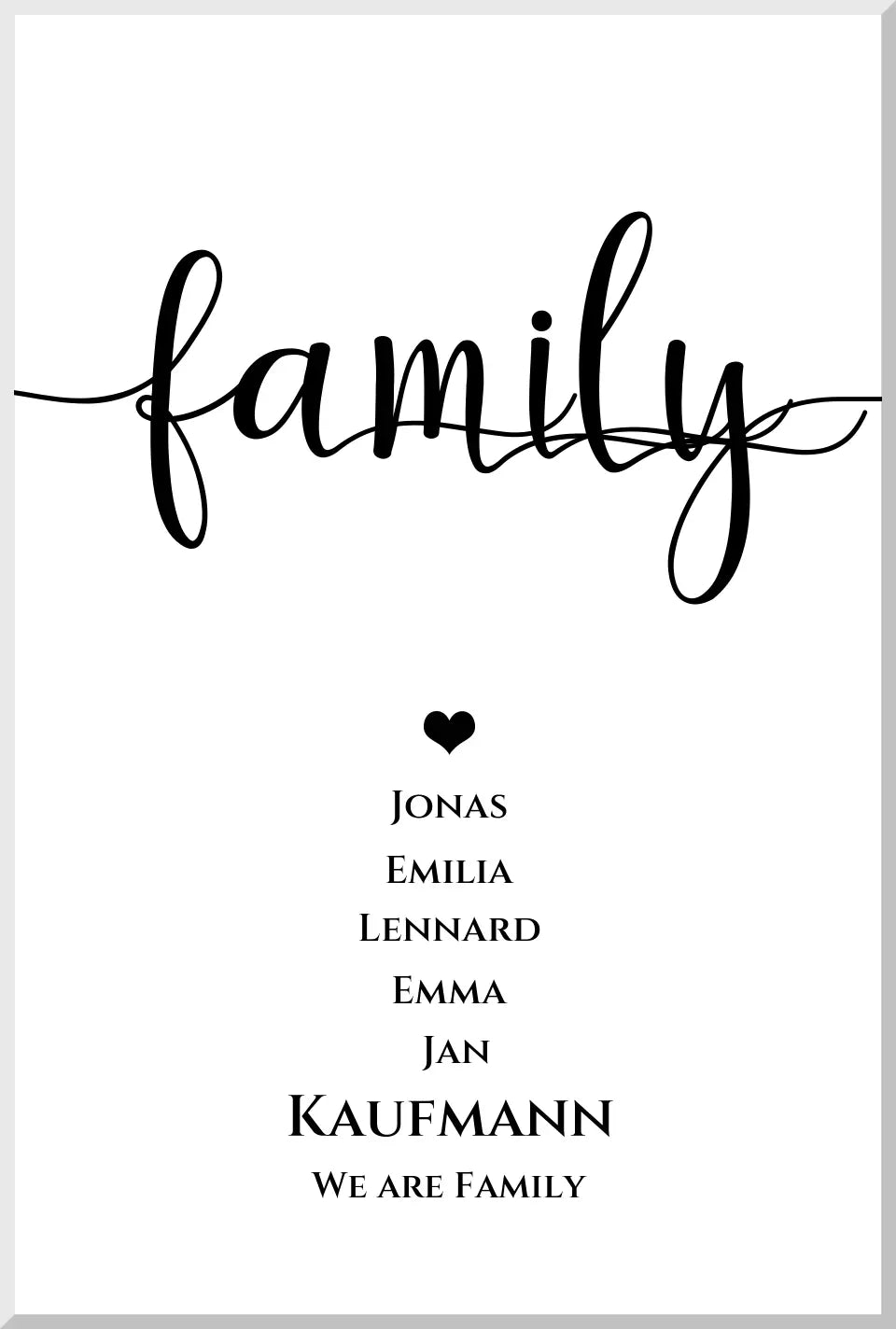 Geschenk Familie Poster "FAMILY" |  Geburtstagsgeschenk, Muttertagsgeschenk, Weihnachtsgeschenk mit Namen personalisiert