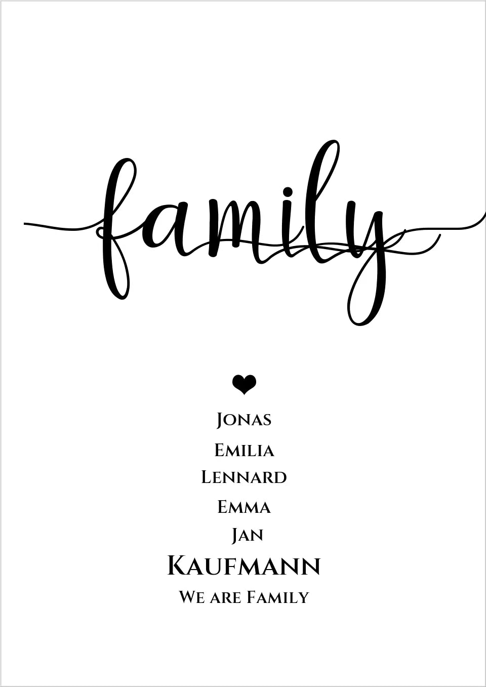 Geschenk Familie Poster "FAMILY" |  Geburtstagsgeschenk, Muttertagsgeschenk, Weihnachtsgeschenk mit Namen personalisiert