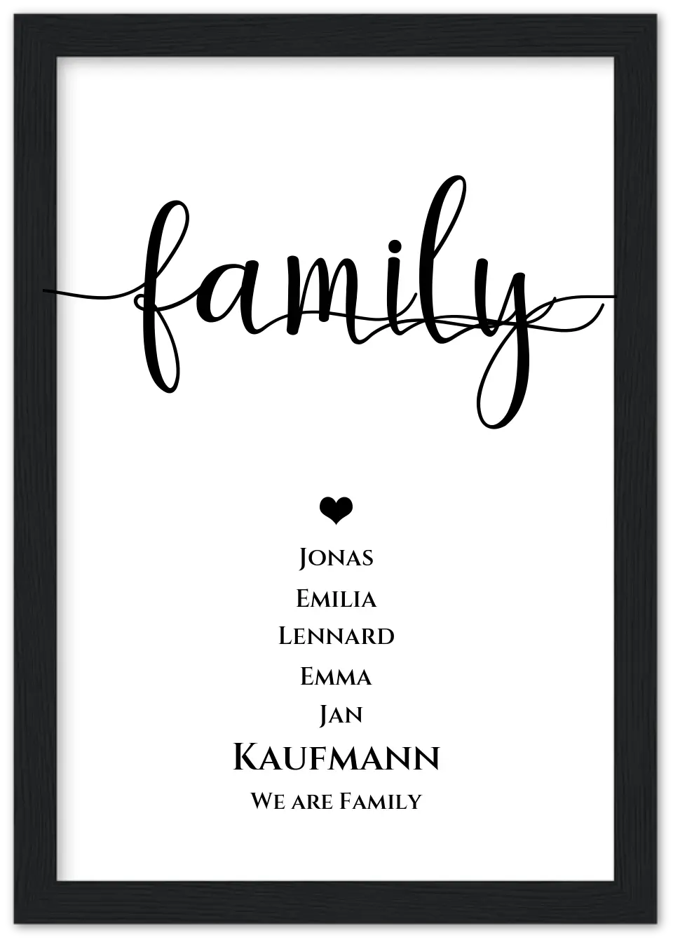 Geschenk Familie Poster "FAMILY" |  Geburtstagsgeschenk, Muttertagsgeschenk, Weihnachtsgeschenk mit Namen personalisiert