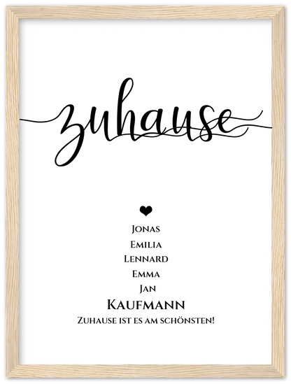 Personalisiertes "ZUHAUSE" Poster |  Geburtstagsgeschenk mit Namen und Datum