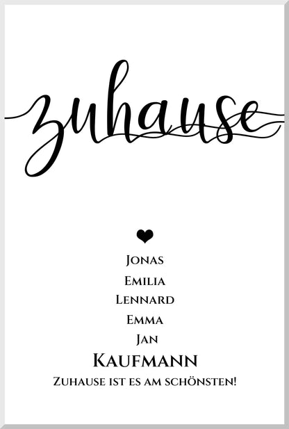 Personalisiertes "ZUHAUSE" Poster |  Geburtstagsgeschenk mit Namen und Datum