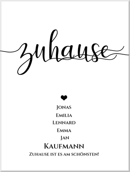 Personalisiertes "ZUHAUSE" Poster |  Geburtstagsgeschenk mit Namen und Datum