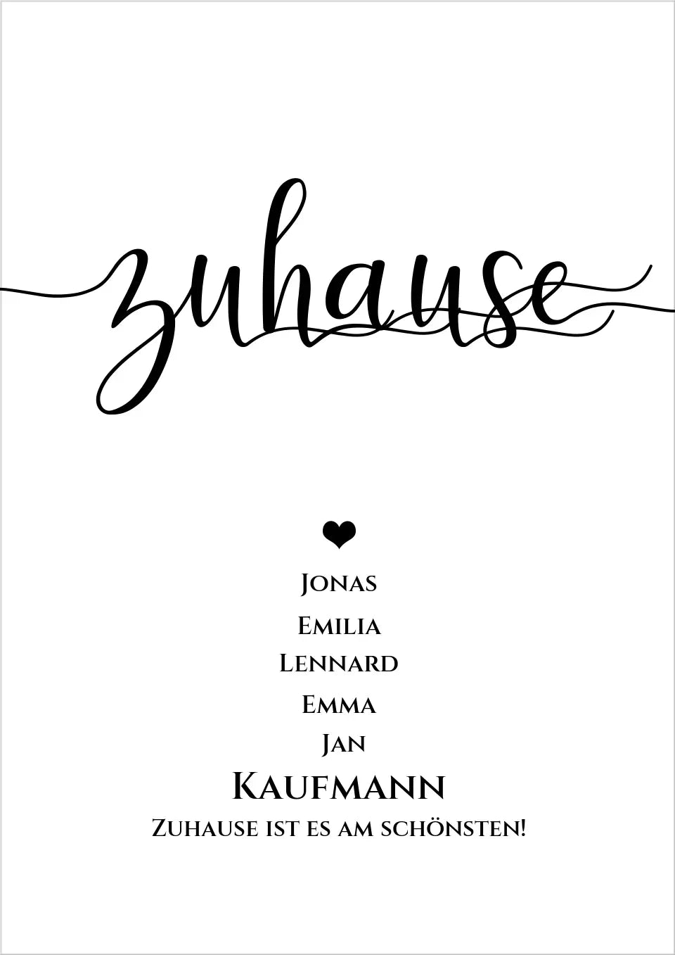 Personalisiertes "ZUHAUSE" Poster |  Geburtstagsgeschenk mit Namen und Datum