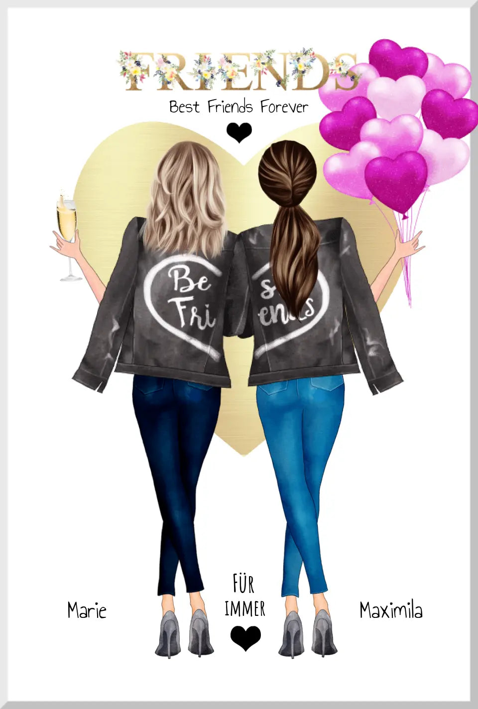 Beste Freundin Bild Poster | personalisiertes Geschenk | persönliches 2 Freundinnen Bild | Geburtstagsgeschenk