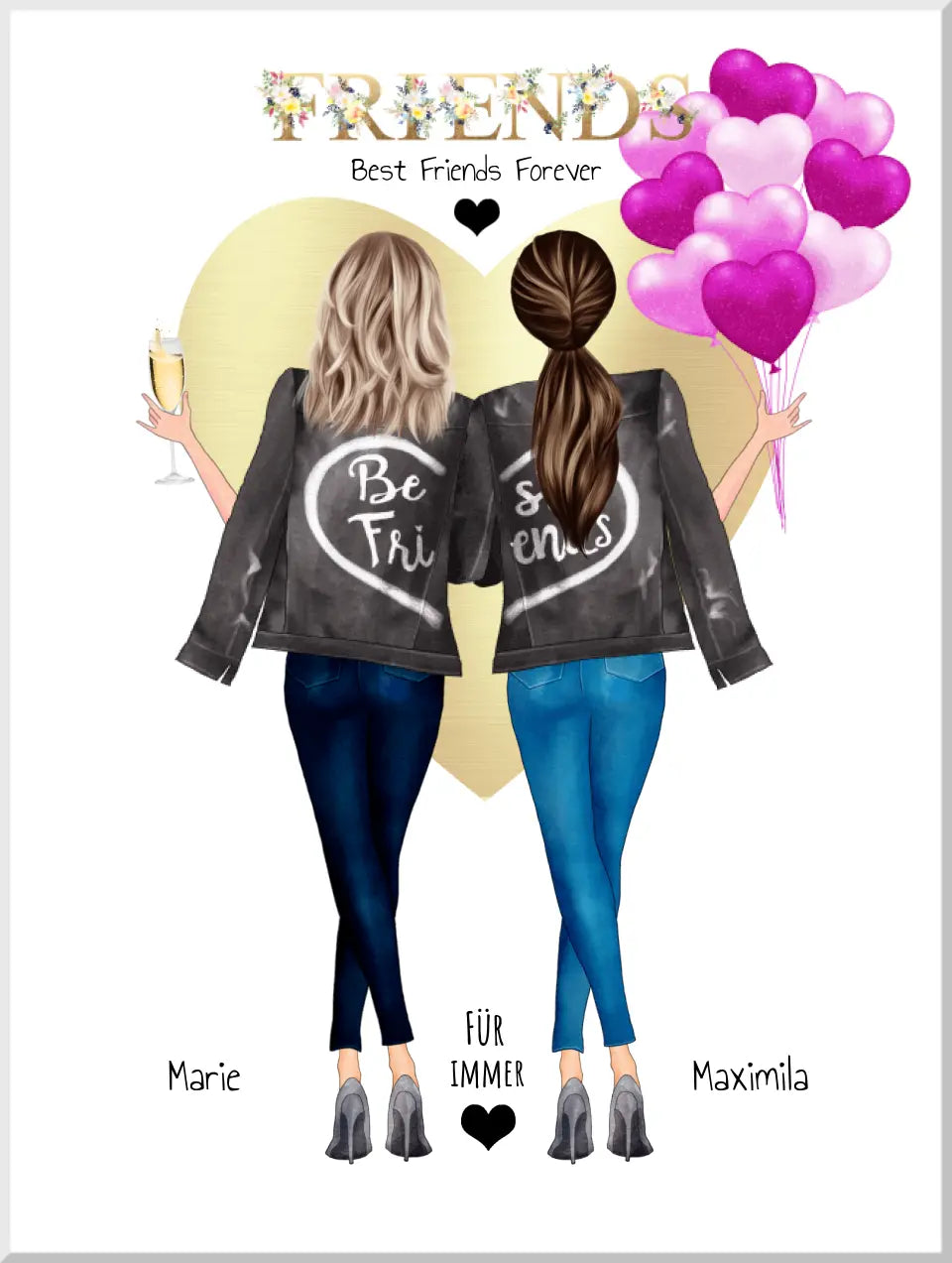 Beste Freundin Bild Poster | personalisiertes Geschenk | persönliches 2 Freundinnen Bild | Geburtstagsgeschenk