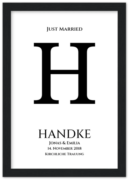 Personalisiertes Hochzeitsposter "Just Married" |  Hochzeitsgeschenk mit Namen und Datum
