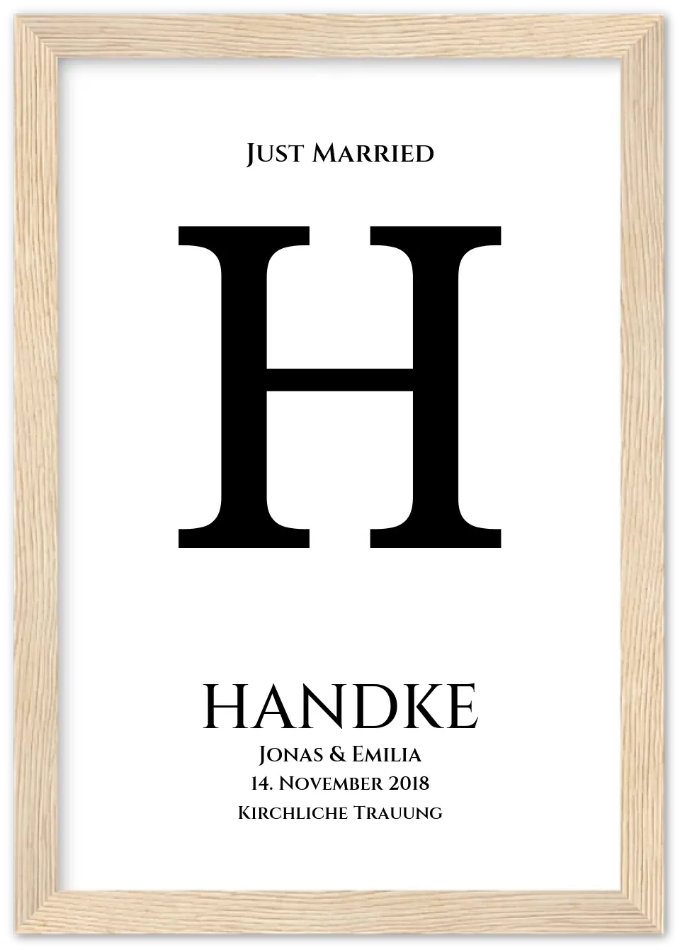 Personalisiertes Hochzeitsposter "Just Married" |  Hochzeitsgeschenk mit Namen und Datum