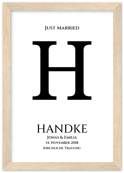 Personalisiertes Hochzeitsposter "Just Married" |  Hochzeitsgeschenk mit Namen und Datum