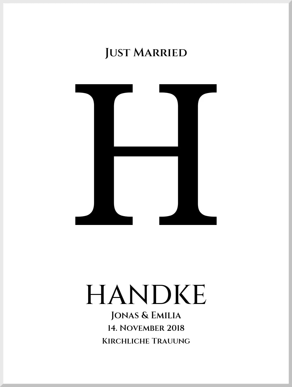 Personalisiertes Hochzeitsposter "Just Married" |  Hochzeitsgeschenk mit Namen und Datum