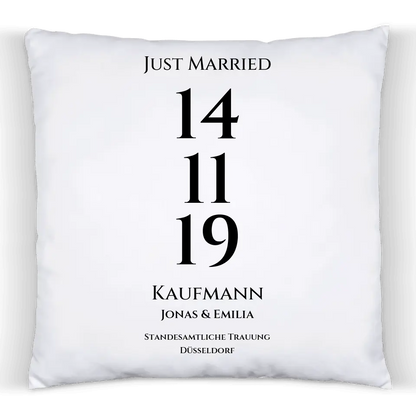 "Unser Datum" Kissen Hochzeitsgeschenk | personalisiertes Hochzeitskissen Geschenk für das Brautpaar | Geschenkidee zur Hochzeit, Hochzeitstag, Valentinstag, Geburtstag