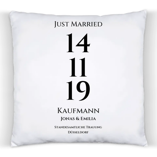 "Unser Datum" Kissen Hochzeitsgeschenk | personalisiertes Hochzeitskissen Geschenk für das Brautpaar | Geschenkidee zur Hochzeit, Hochzeitstag, Valentinstag, Geburtstag