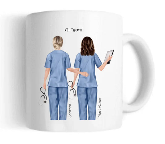 2 Beste Krankenschwester Team Tasse personalisiert, Kaffeebecher, Geschenkidee Kollegin, Tassendruck, Ostern, Pflegerin, Ärztin